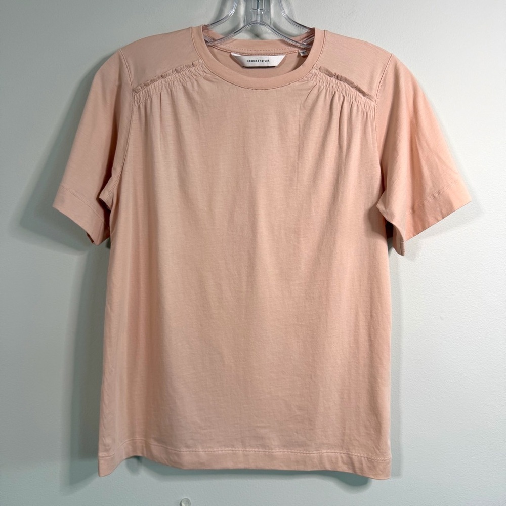Rebecca Taylor Pima Cotton Soft Pink Crewneck Short Sleeve Shirt Women’s Size XS